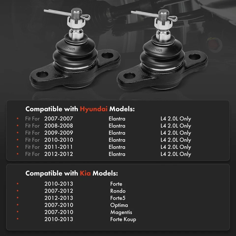 2x Rótula inferior delantera para Hyundai Elantra 2007 2008-2012 Kia Forte 2010-2013 Foto 2 de 4