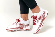 RINGOR Flite Rising Tides White Red Womens Metal Softball Cleats Size 11 NWT