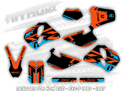 NitroMX Graphic Kit For KTM EXC / EXC-F 250 300 (1993-1997) – Rockstar Design, Full Vinyl Set
