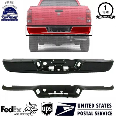 Rear Step Bumper Face Bar Fleet Side + Step Pad For 2002-2008 Dodge Ram 1500