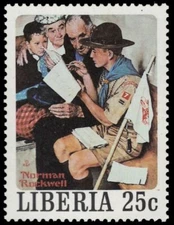 LIBERIA 856f - "Reading Instructions" by Norman Rockwell (pf47354)
