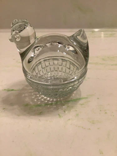 Vintage Anchor Hocking Hen On Nest Trinket Dish Thick Glass No Chips