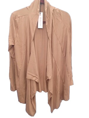 Urban Coco Cardigan 2XL XXL Camel Beige Open Front Long Sleeve Sweater Shaul
