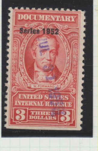 1952 United States $3 Red Documentary Internal Revenue Stamps Y030 - Picture 1 of 1