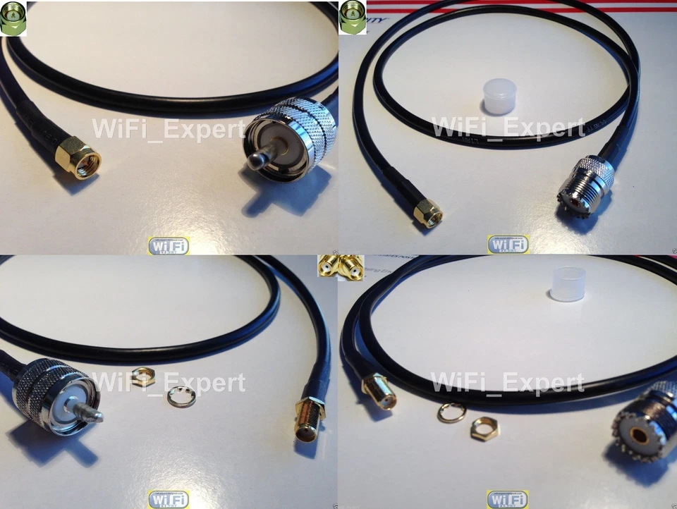 RG58 PL259 UHF MALE SO239 FEMALE to SMA MALE or Female Coaxial RF Pigtail Cables - Image 1 of 1