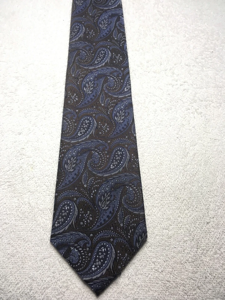 CORBATA HOMBRE JONES NEW YORK MARRÓN CON AZUL GRIS PAISLEY 3,75 X 61 Foto 2 de 4