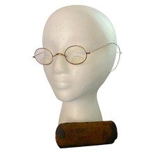 Bifocal Granny Glasses Spectacles Gold Wire Rim Clear Oval Hard Case Vintage