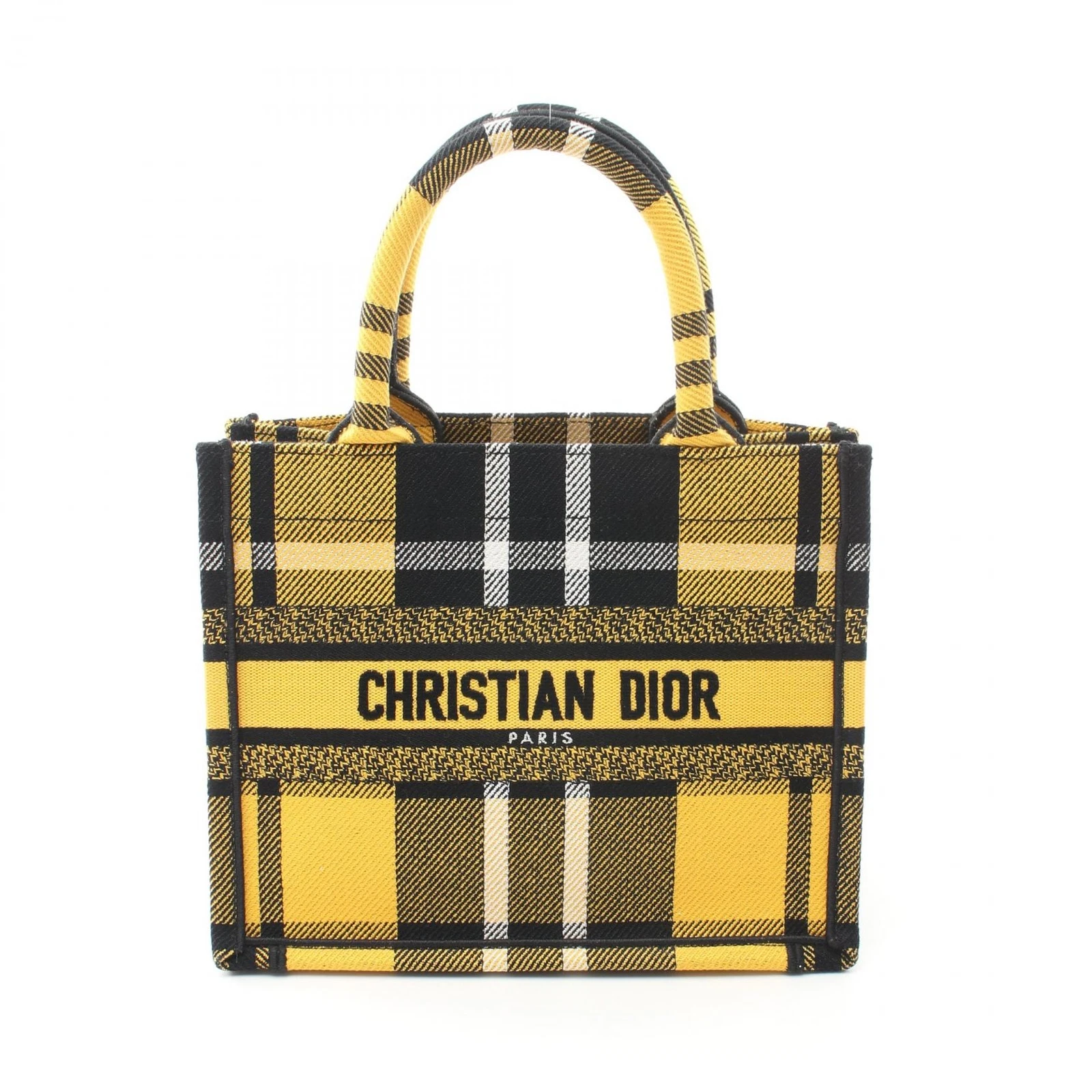 Petit sac à main Christian Dior LIVRE FOURRE TOUT 50 MA 0222 toile jaune noir carreaux