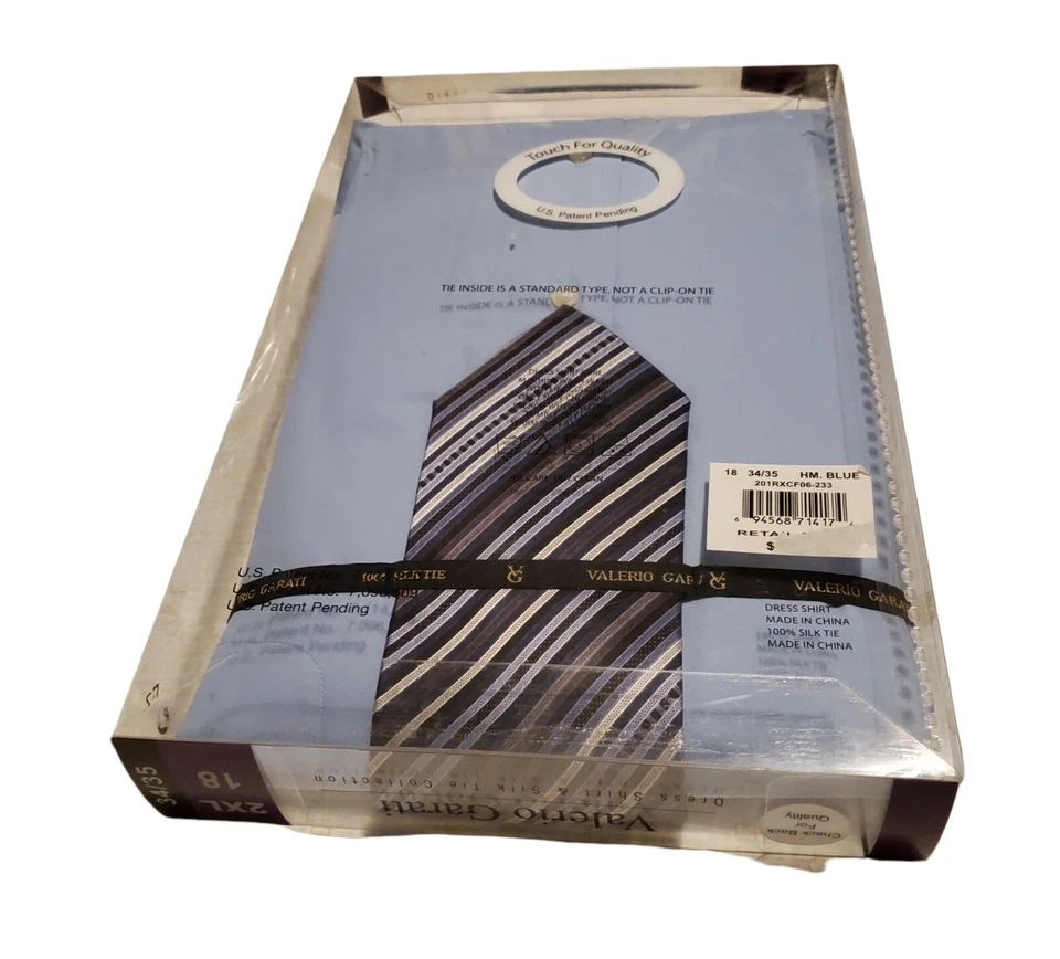 Valerio Garati Mens Dress Shirt/Handmade Silk Tie 2XL 18, 34/35 - Image 2 of 2