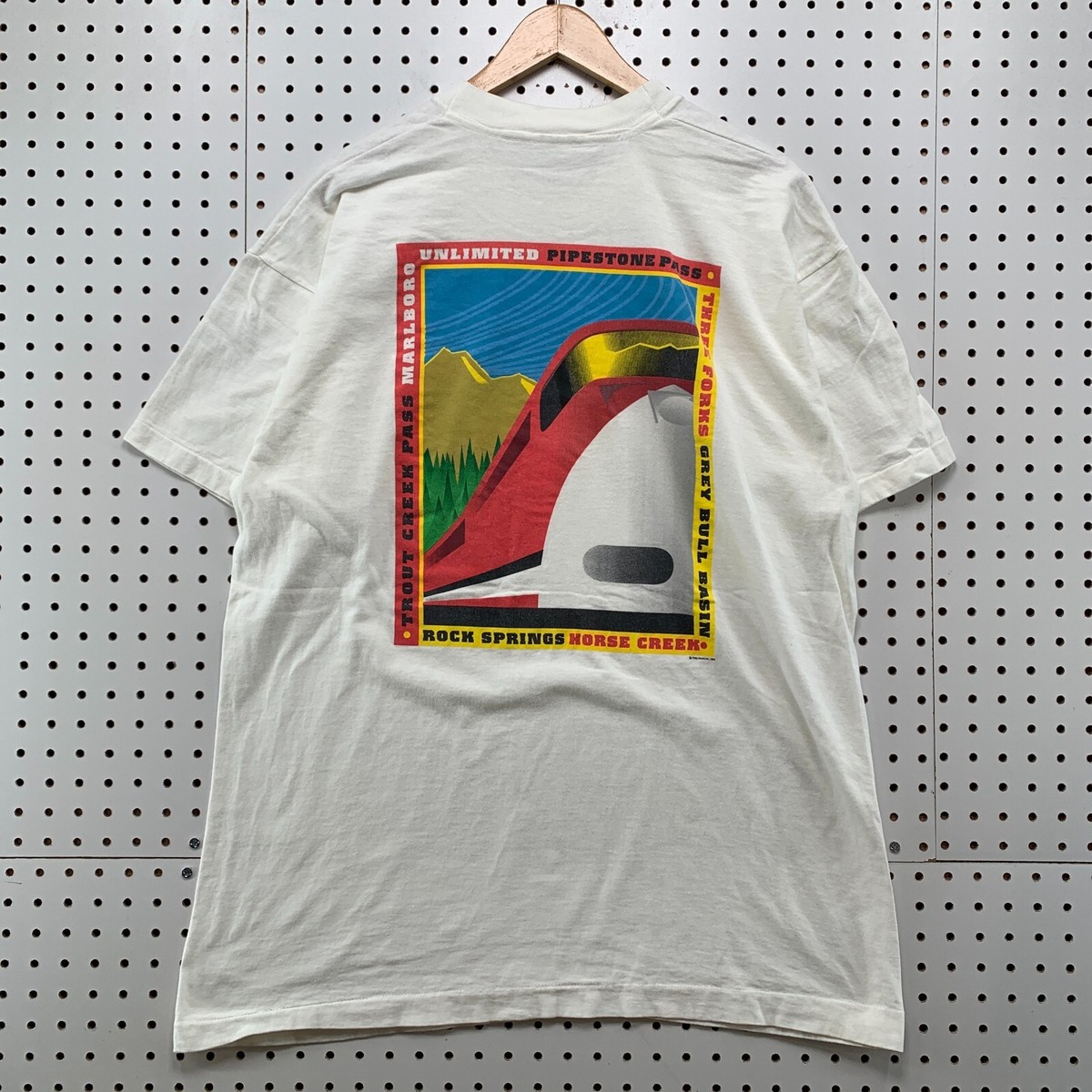 90s Marlboro TRAIN トレイン ポケットTシャツ Vintage 90s Marlboro Pocket Shirt Mens XL White Single Stitch