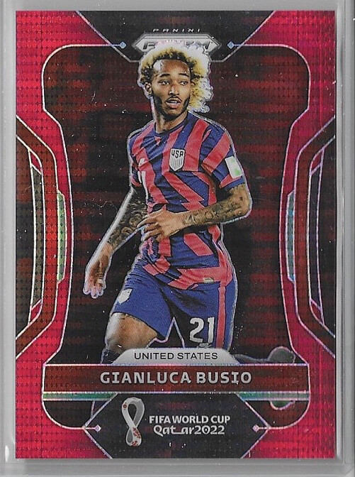 2022 Panini Prizm World Cup Qatar Gianluca Busio Breakaway Red Prizm #29/99 USA