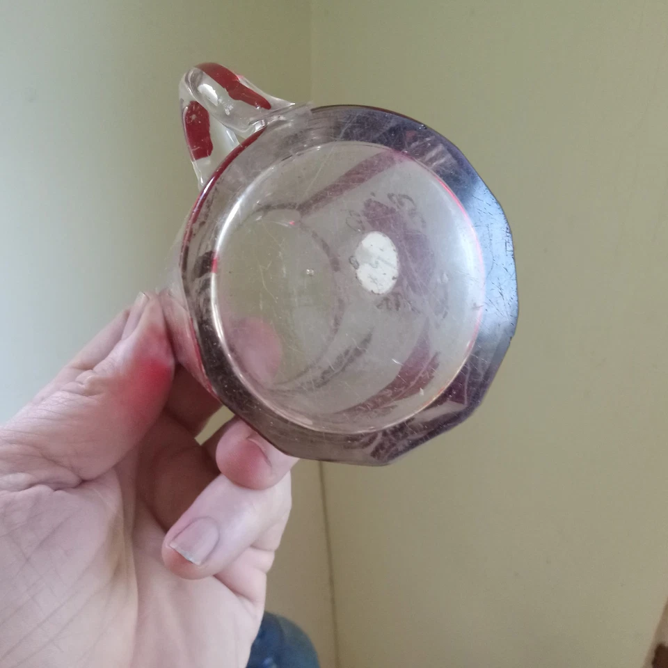 1880s RUBY STAINED CUT TO CLEAR CILLEN SOUVENIR GLASS MUG WHEEL CUT ENGRAVED - Image 4 of 4