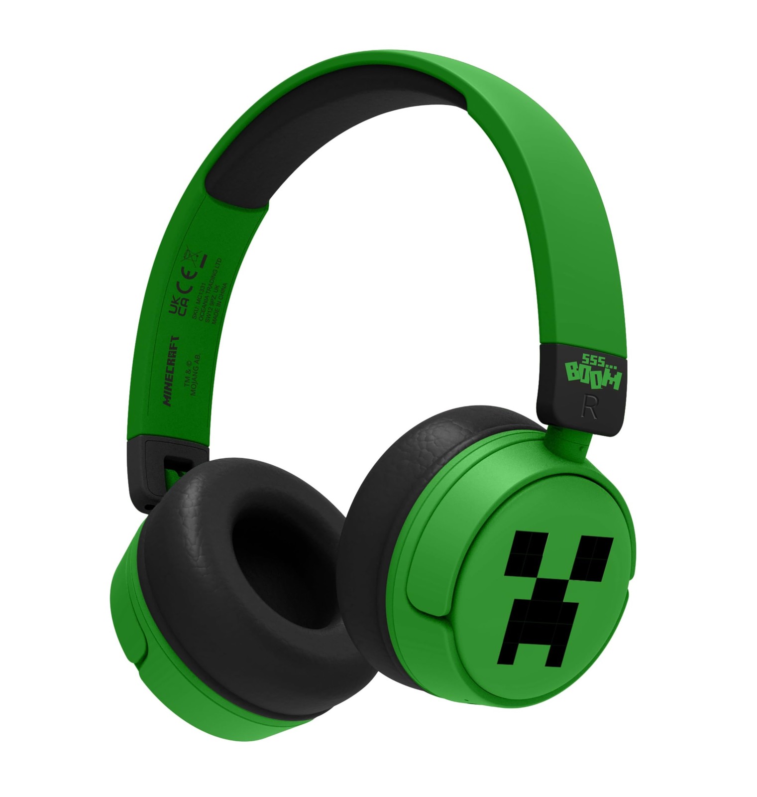 Casque sans fil Minecraft MC1231 vert pour enfant avec Bluetooth