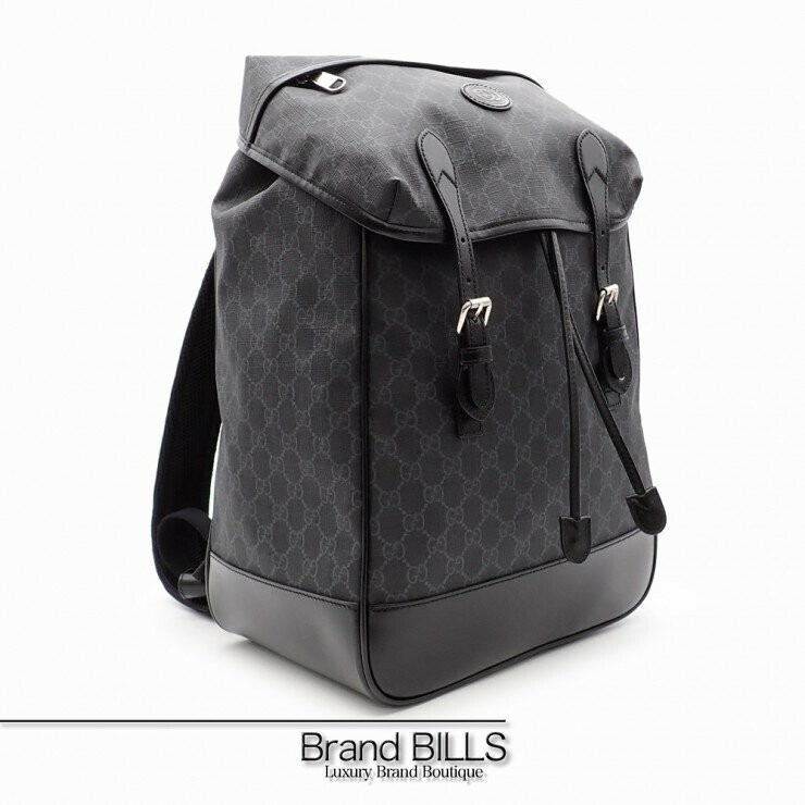 Gucci GG Supreme Interlocking G Backpack Medium Canvas Gray Black 696013