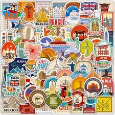 100Pcs World Travel Stickers Pack, Vacation Sticker Famous City Landmark Waterpr