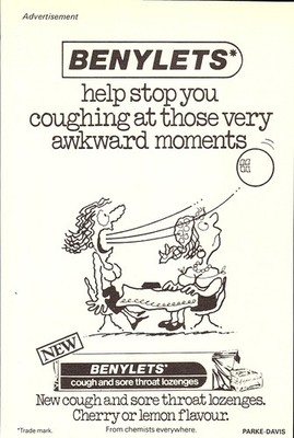 1976 Werbung für BENYLETS Husten & Halsschmerzen Lutschtabletten #2 kleine Original Printanzeige