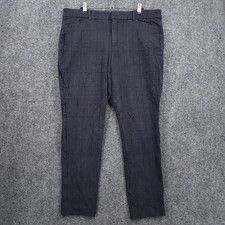 Old Navy Pixie High Rise Ankle Pants Womens 16 Blue Plaid Work Office Stretch
