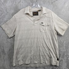 Howler Brothers Size Large Ranchero Jaquard Short Sleeve Cream Pearl Snap Polo