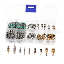 134pcs Assorted A/C Schrader Valves R134a Kit 11 Kinds of AC Valve Core 