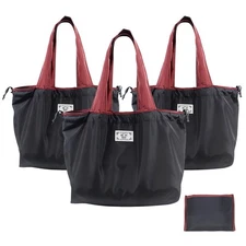3-Pack Black Reusable Shopping Bags Large Tote Lightweight Folding Beach