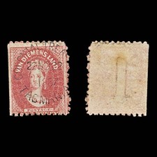 9034: Tasmania SG59 1d Carmine 1864 Sc#23a Mi15aA Used C£55