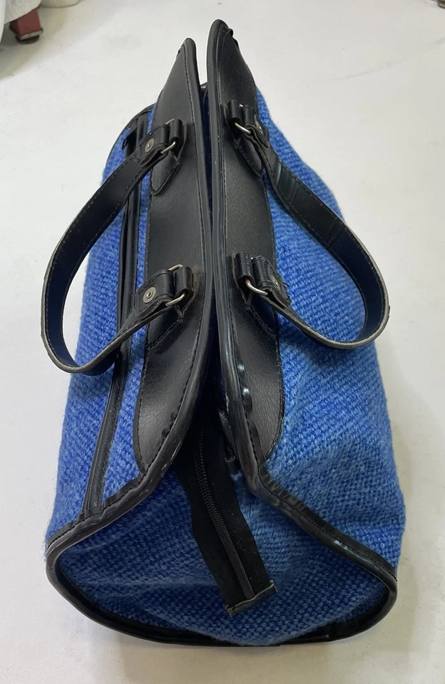 Vintage 70’s Electric Blue Tweed Carry On Bag Luggage Purse Satchel Retro - Image 3 of 4