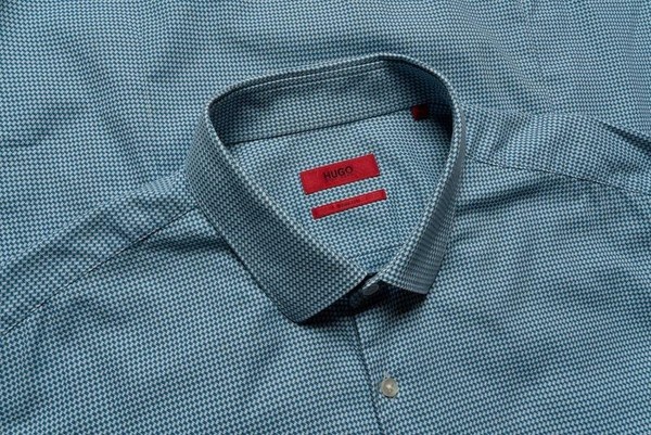 Men Hugo Boss Shirt Navy Cotton 40 /L / 48 #30QZ