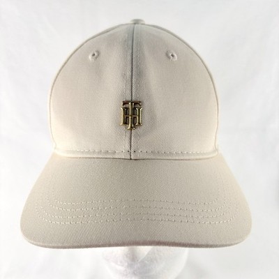 Tommy Hilfiger Womens Cream Elevated Chic Gold Metallic TH Monogram Baseball Hat