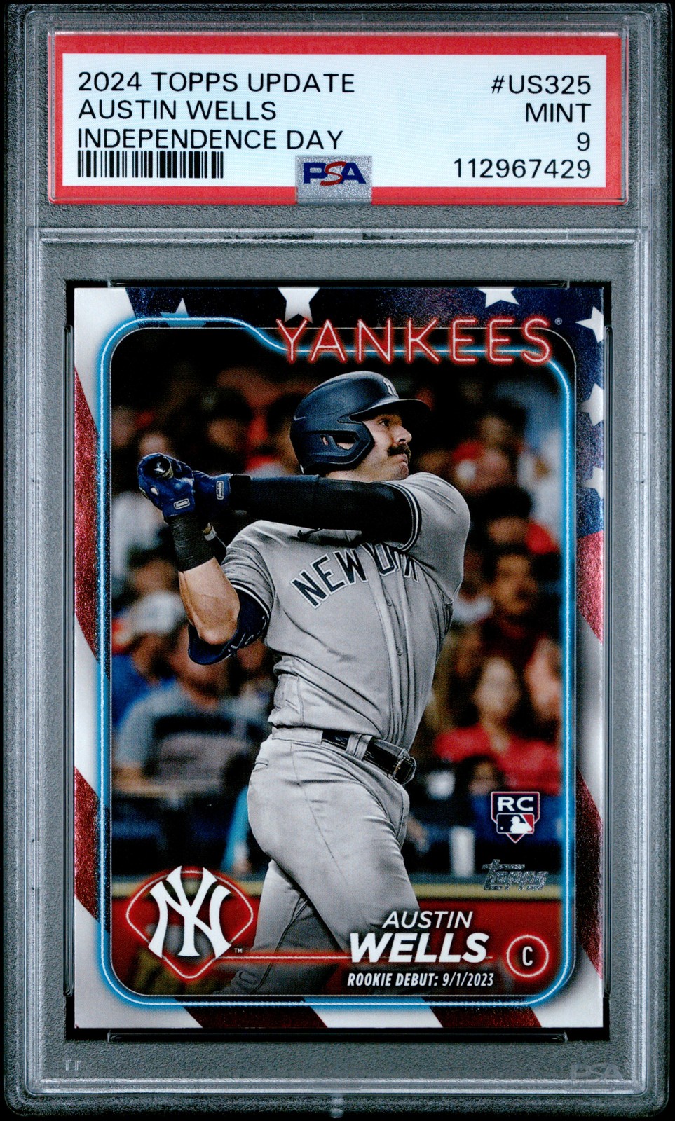 2024 TOPPS UPDATE INDEPENDENCE DAY #US325 AUSTIN WELLS 28/76 PSA 9