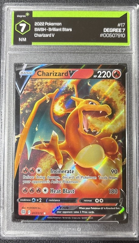 Charizard V 017 Brilliant Stars 2022 Graded Pokemon Card MINT Degree 7