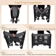 Baby Bassinet Bedside Crib w/Changing Table Mattress Detachable Canopy Basket