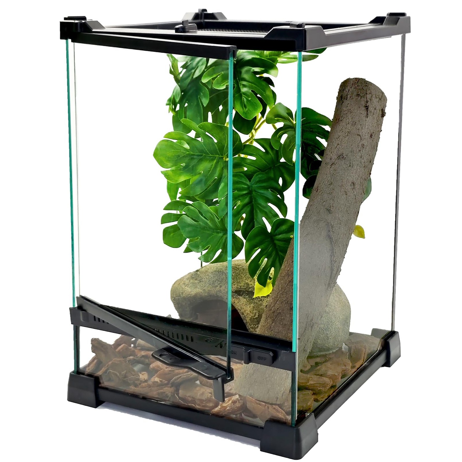 8x8x12 Reptile Glass Terrarium with Front & Top Opening Doors for Full View