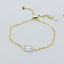 New Kendra Scott Elaina Gold Adjustable Chain Bracelet In Dichroic Glass