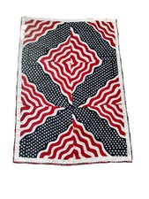 Handmade Patriotic American Flag Throw Quilt 54" X 38" Sofa Fourth of July