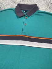 Vintage 80 s Ocean Pacific Shirt Men's XL Fits M Teal Striped OP Made in USA