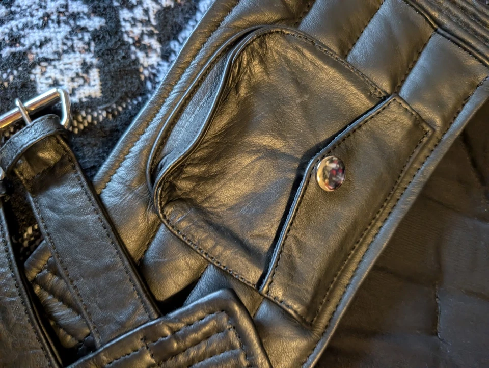 Cinturón riñonero de cuero para moto con cierre de hebilla, L/XL Foto 2 de 4