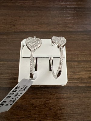 925 Sterling Silver Heart Hoops 2.0ct Moissanite Snap Back Earrings