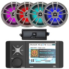 JBL AM/FM USB Receiver, 4x 6.5" 225W Waterproof RGB LED Speakers, Amplifier