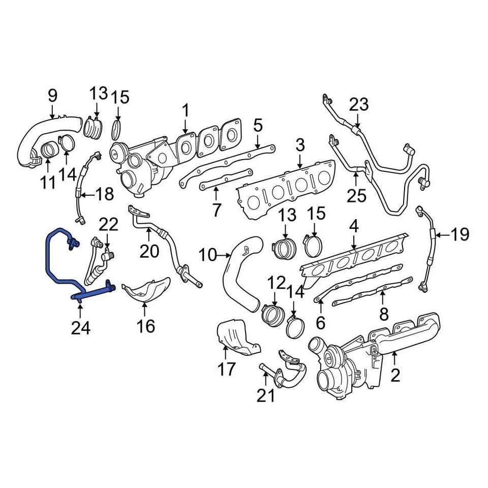 For Mercedes-Benz E550 12-14 Mercedes-Benz Right Turbocharger Coolant Line - Image 2 of 4