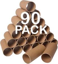 90 Pack Thick Cardboard Tubes for Crafts - Bulk Craft Rolls - Round 90 PACK 