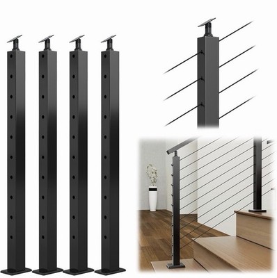 (4) Muzata 30°-drilled Stair 36''x2''x2'' Cable Railing Post stainless PS01 BA4S