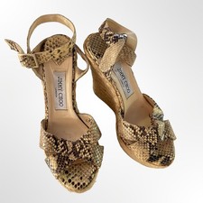 Jimmy Choo Python Snakeskin Espadrille Wedge Sandals