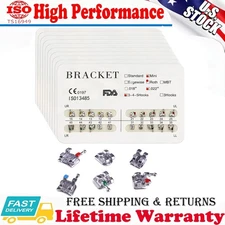 10Pcs Dental Orthodontic Bracket Brace Metal Mini MBT/Roth Slot.022 hook 3-4-5