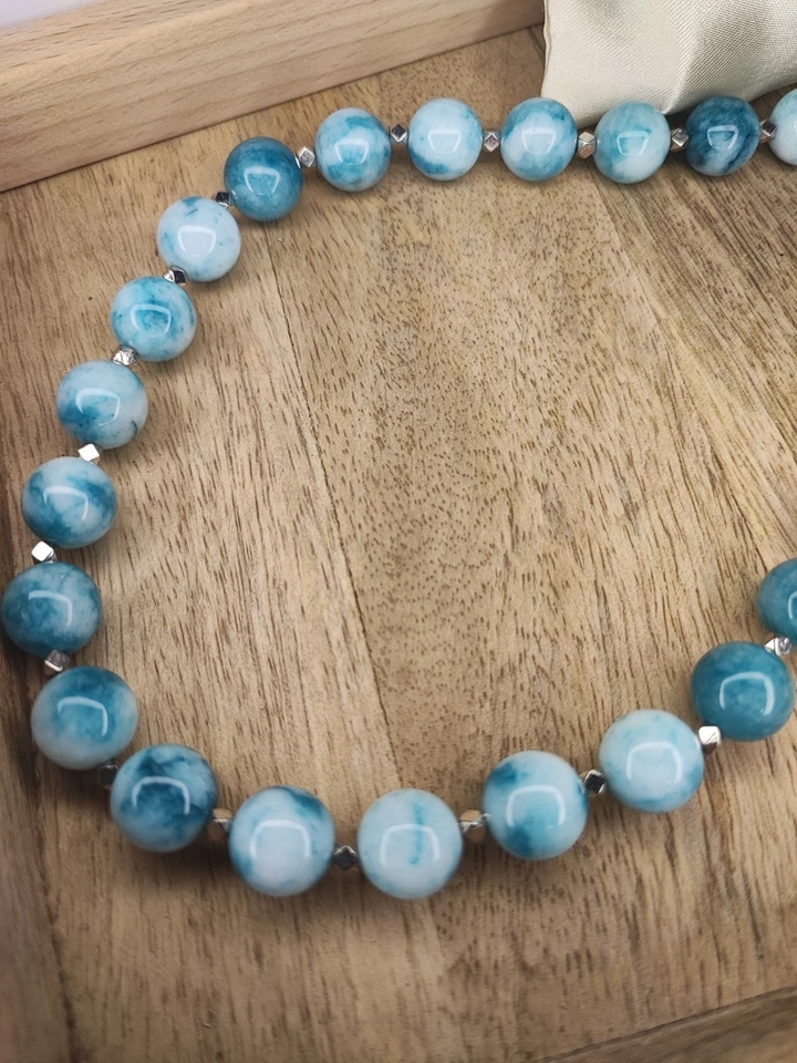 Halskette LARIMAR Perlen 12mm - Bild 4 von 4