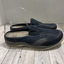 Earth Origins Clara Cortney Suede Mules Bleu Marine Size 8M Comfort