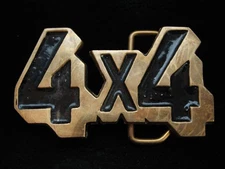 NI01170 VINTAGE 1970s CUT-OUT **4X4** OFF-ROAD SOLID BRASS BARON BELT BUCKLE