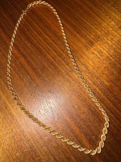 Catena in corda oro giallo 9 ct 1984 18" 10 g completamente marcata oro massiccio inglese