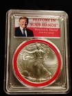 2018 PCGS MS70 FDOI 1/1000 DONALD TRUMP RED History In Your Hands Silver Eagle