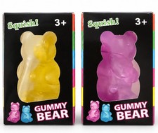 2 Pack Gummy Bear Squishy Squeeze Toy Yellow Purple Sensory Fidget Ages 3