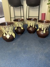 4 Johannes Nrahms Califoania Brown w/ Yellow Drip Glaze Vases Lot Ca. 1958